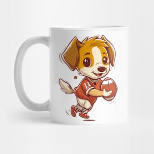 Cute Puppy Playing American Football Mug